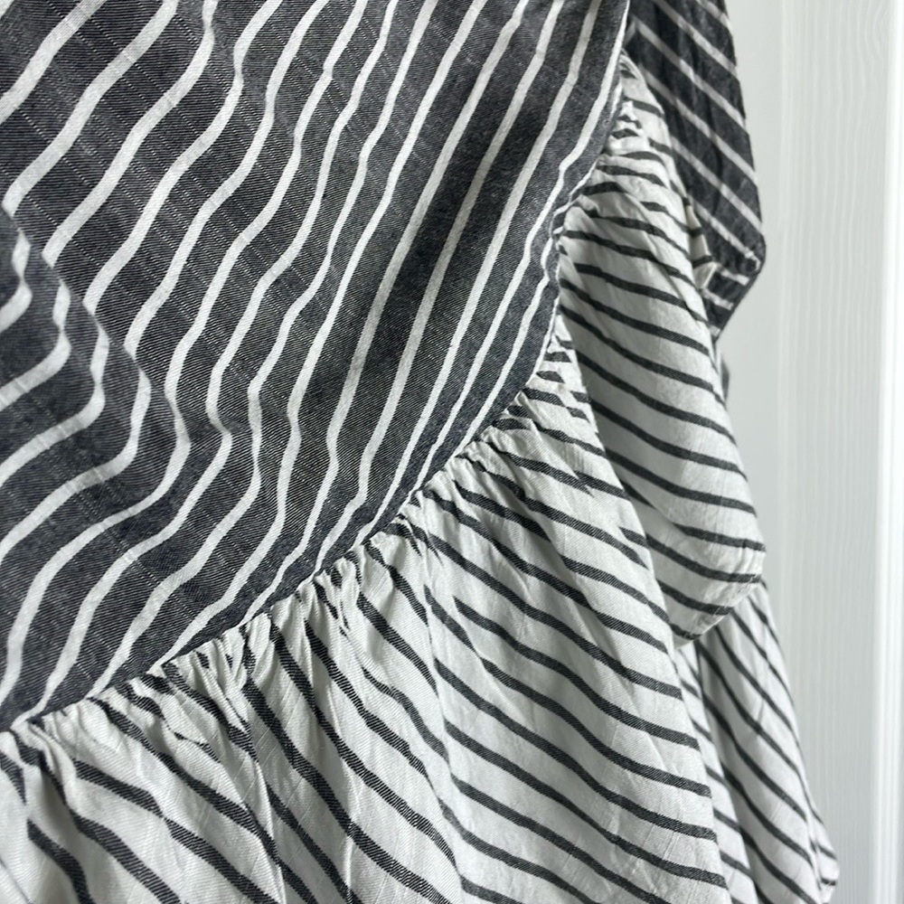 SUBOO Ziggy Frill Wrap Mini Skirt Black White Stripes Size S Lining - Picture 5 of 12